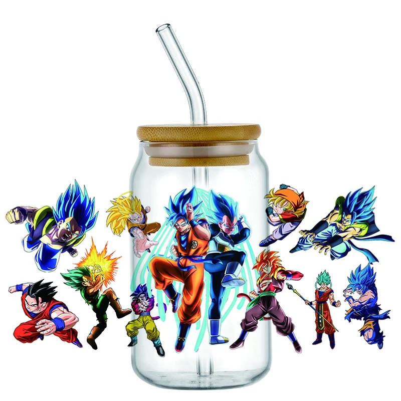 Minoso 3D New Design Dragon Ball UV DTF ANIME Decal Wrap For 16oz Libbey Glass Can Cup Coffee Wholesale Car Sticker