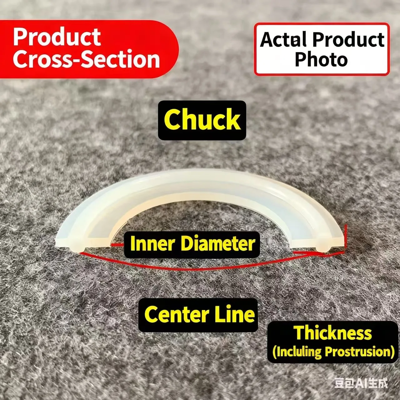 Joint d'étanchéité en Silicone sanitaire à trois clips, 5 pièces, haute transparence, 1.5 "2" 2.5 "3" 3.5 "4", avec anneau, qualité alimentaire faite maison