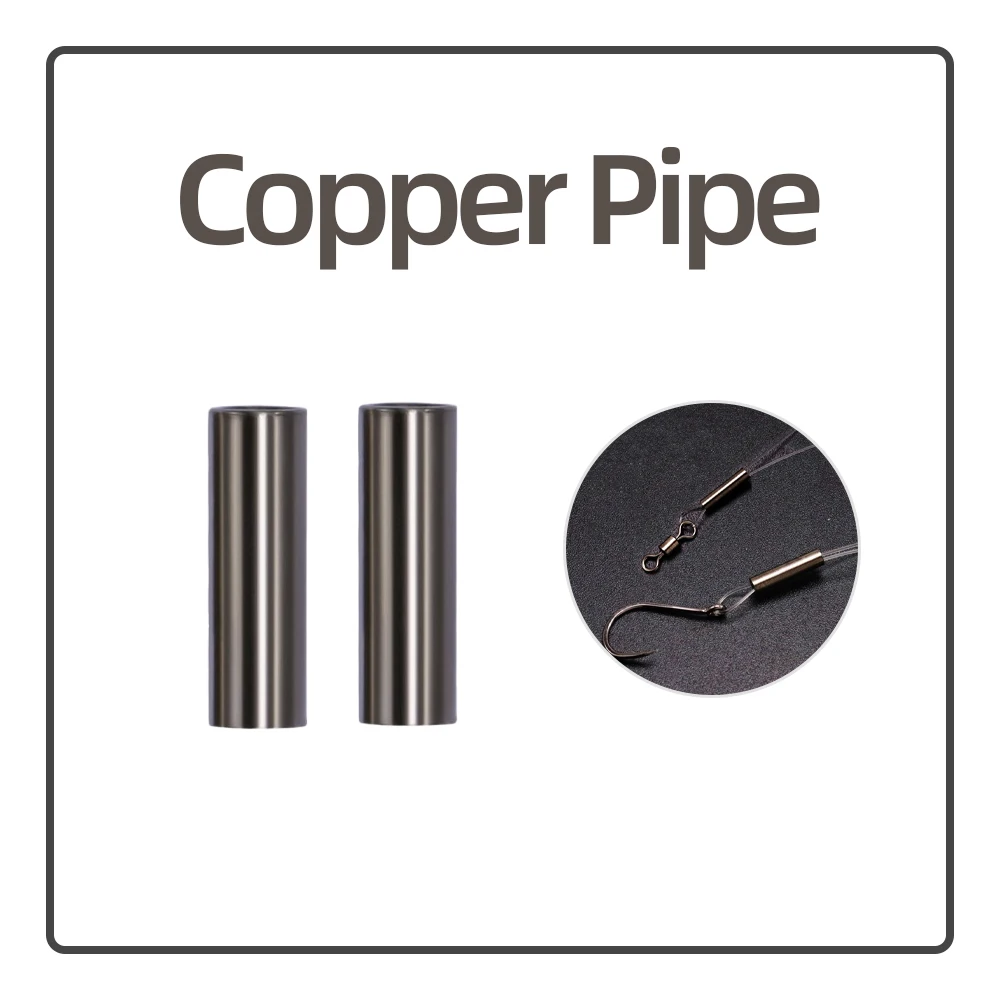50pcs/Lot Independent Small Copper Tube Fishing Line Fixed Tube Locking Wire Line Straight Tube Fishing Accessories