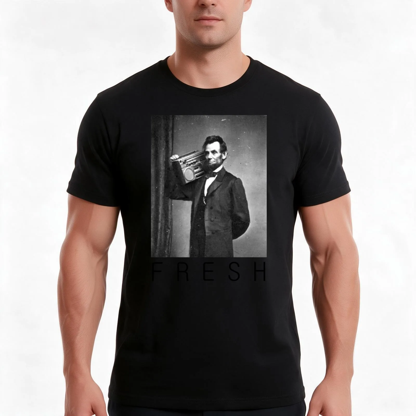 Lincoln fresh T-Shirt, Summer Casual Cotton Tee, Oversized Streetwear Tops, Vintage Graphic Print, Loose Fit Short Sleeve