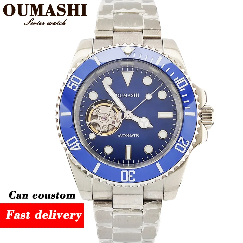 NH38 watch 40mm Men's watch Stainless steel sapphire glass Hollow men's wrist watch NH38 Movement Automatic Mechanical watch