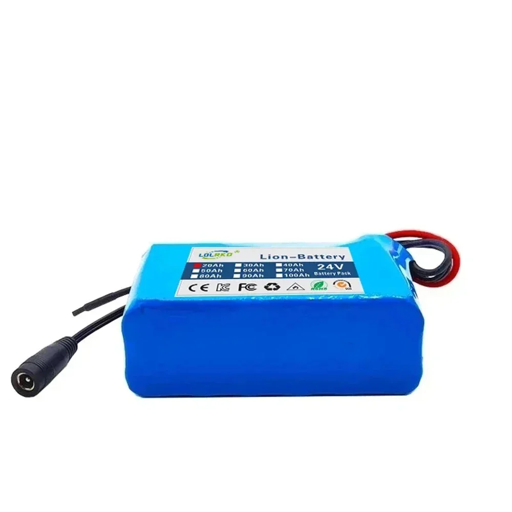 25.2V 24V 6S2P 50000mAh 18650 Lithium Battery Pack 24V with BMS for Electric Bicycle Moped Optional plug + 2A charger