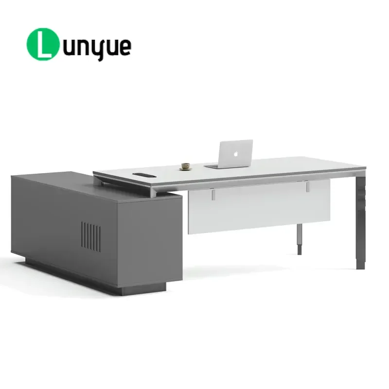 L Shaped Office Computer Desk Modern MDF Executive Manager Wooden Table Stable Panel ISO Certified for Home Business Use