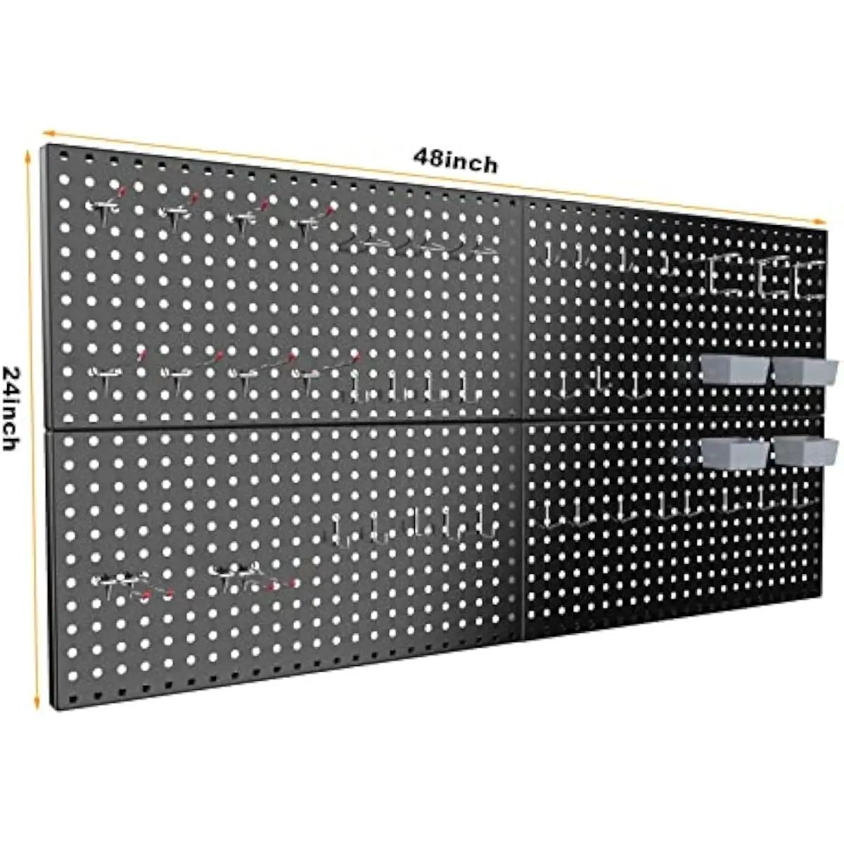 4 ft x 2 ft heavy-duty steel pegboard wall system — rust-resistant powder-coated surface, reinforced corners, compatible with st