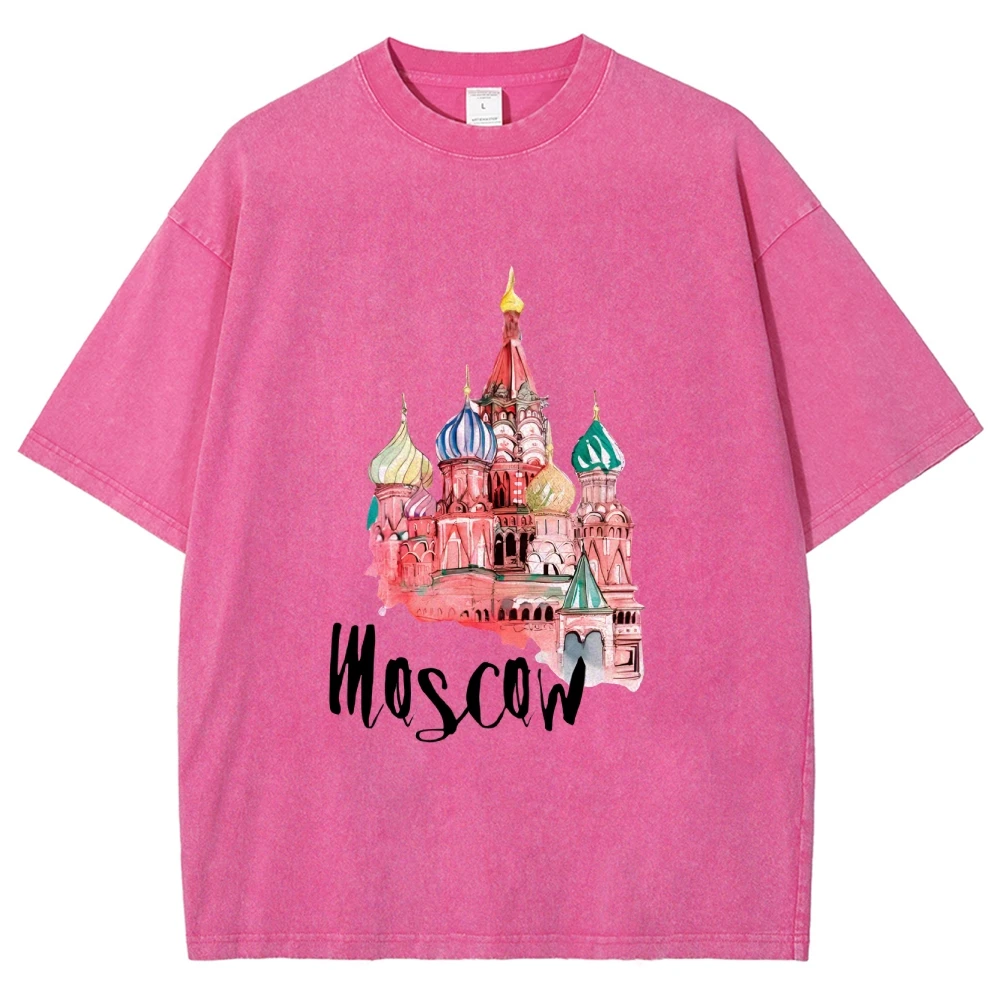 Y2k Graphic T-Shirt City Building Watercolor Print T-Shirt Pure Cotton Casual Wear Trendy Travel Design Artistic Vibe Clothes