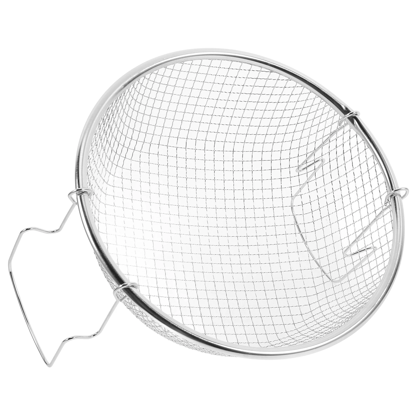 

1pcs Multifunctional Frying Basket Mesh Foldable Drainage Deep Silver Stainless Steel Colander Handle Grease Strainer Fry Pan