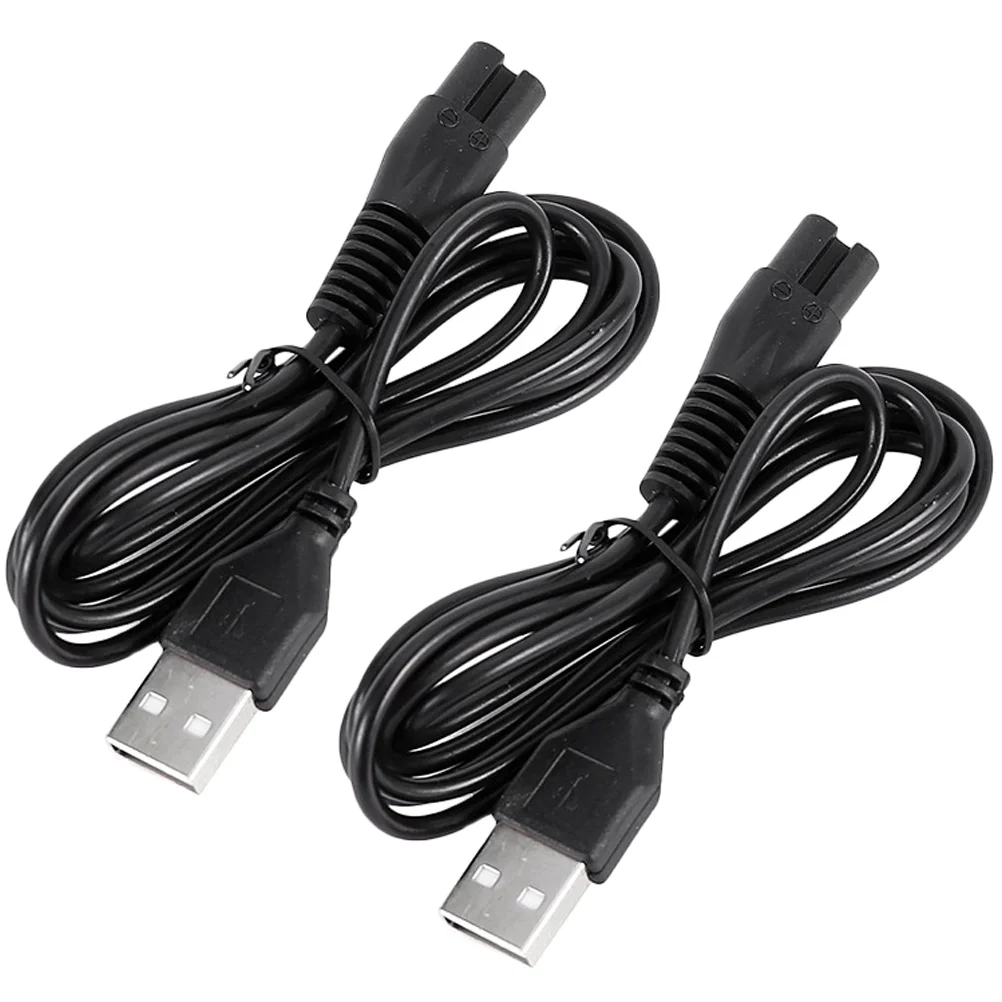 2PCS Rasierer Netzkabel USB Rasierer Ladegerät Langlebig Schwarz 8 Form Verbinden 60CM Hohe Leitfähigkeit Kabel