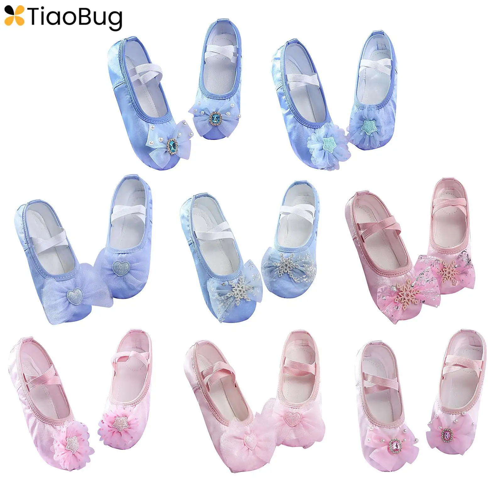 

Kids Girls Ballerina Ballet Dance Shoes Satin Flower Yoga Gymnastics Professional Training Princess Shoes