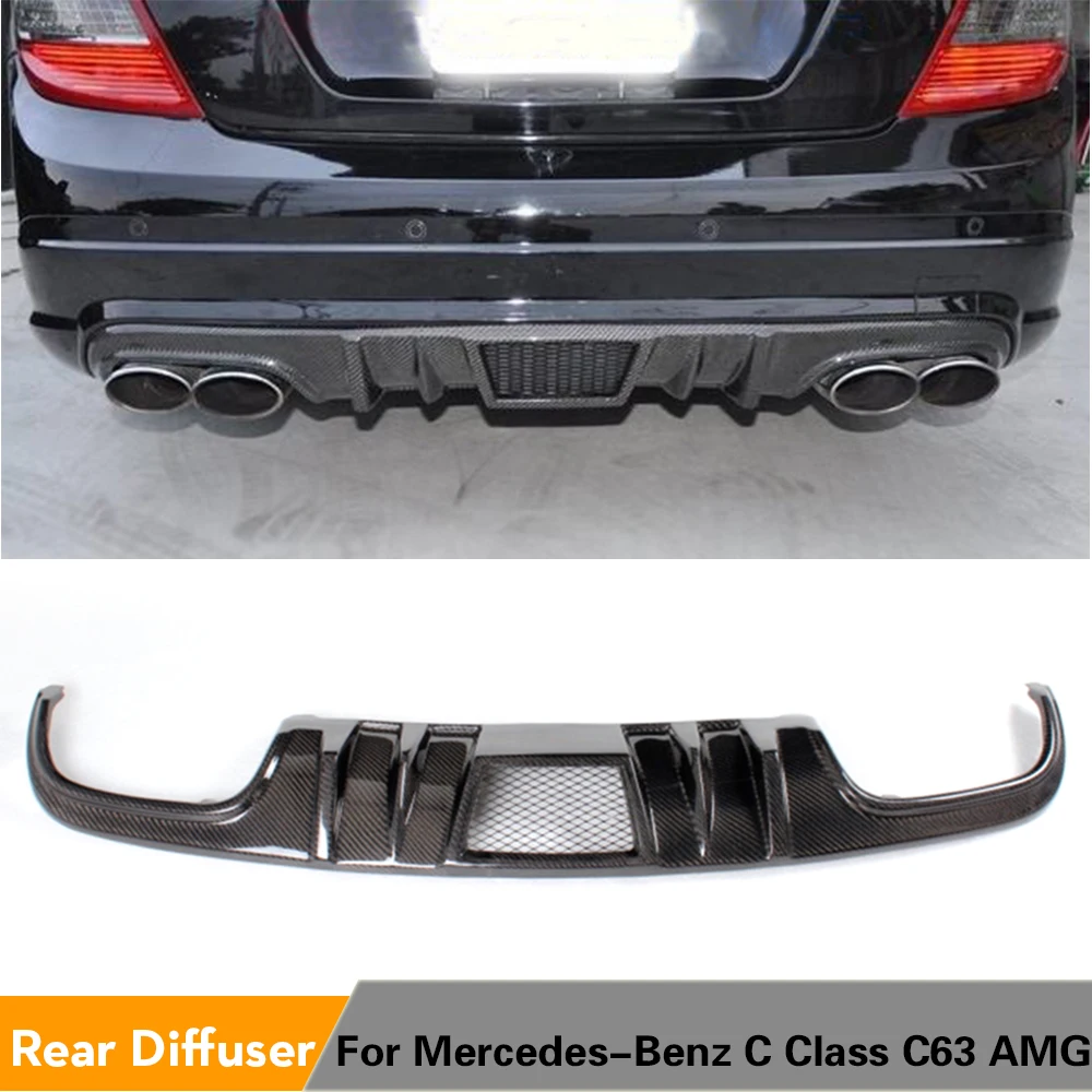 Carbon Fiber Rear Bumper Lip Diffuser for Mercedes-Benz C Class W204 C63 AMG 2008 2009 2010 2011 Pre-facelift Car Tuning Parts