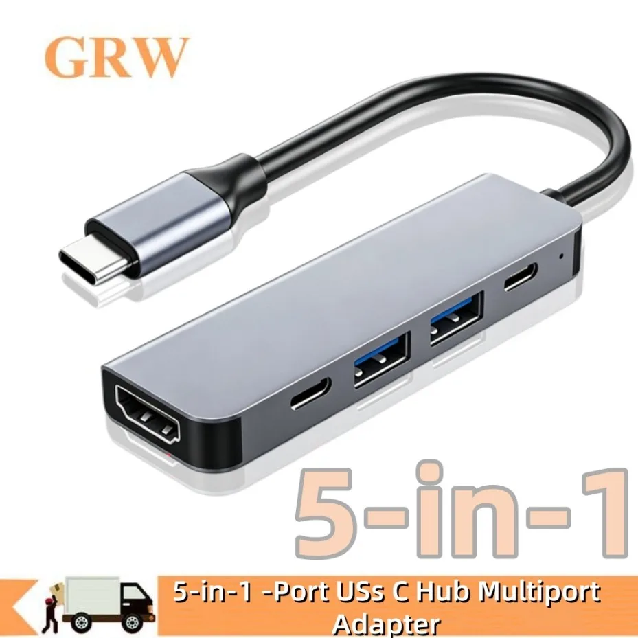 USB-C MuItiport Docking Station 4K 30Hz HDMI-compatible PD Charging USB3.0 USB2.0 SD TF Card Reader Hub for Macbook Laptop