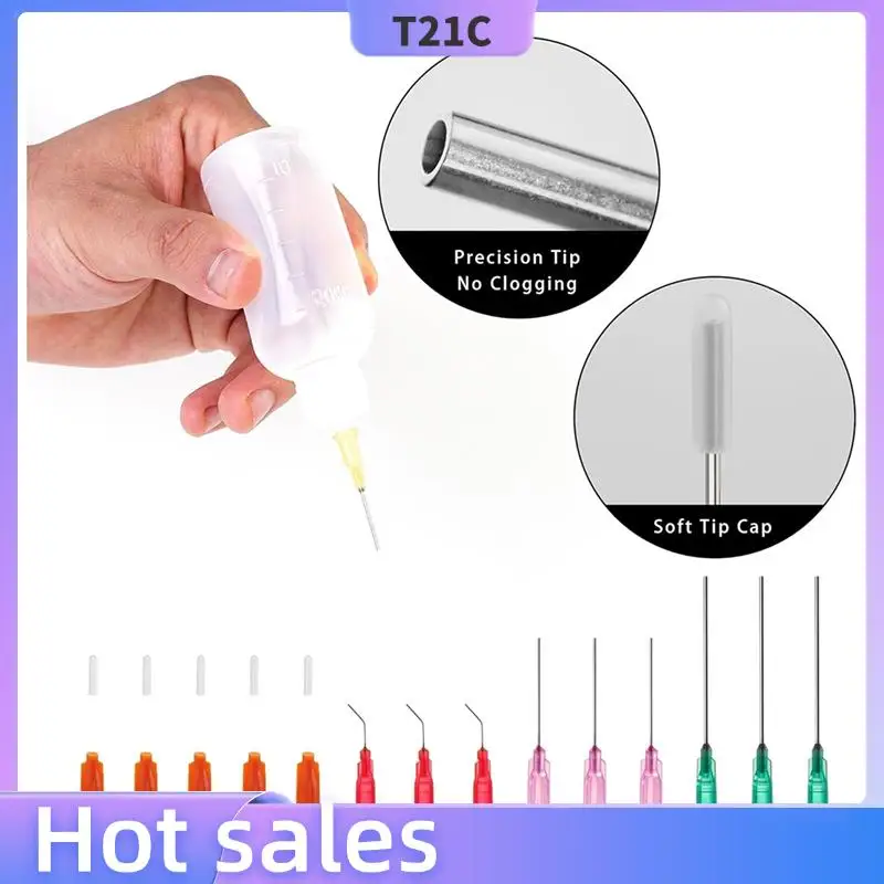 T21C Precisie Tip Applicator Fles, Stompe Tip Naald En Dop, 18G 20G 25G Naald Tip Knijpfles, olie Druppelflesje