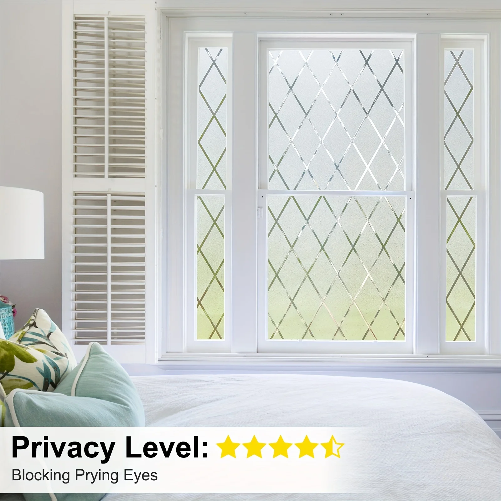 Privacy Blackout Decorative Window Film Static Cling Removable No Glue for Bedroom Bathroom Living Room Kitchen Office Glass Doo
