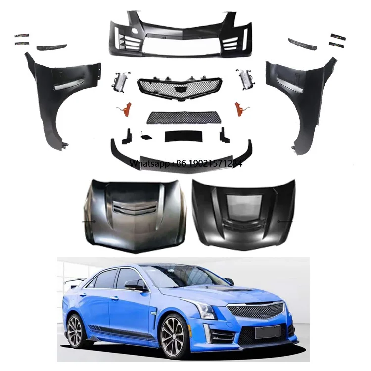 ATS to ATS-V Model Auto Body System Include Front Bumper with Grille Front Lip Hood Fenders Body Kit for Cadillac 2014-2019