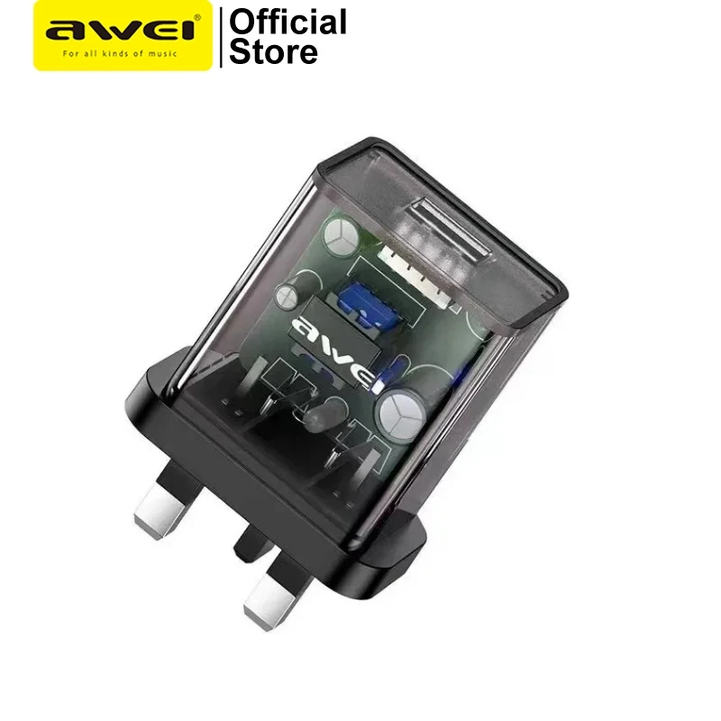 

Awei C12 UK Plug Adapter Wall Charger Single USB Output 1m Cable Fast Charge Data Transfer