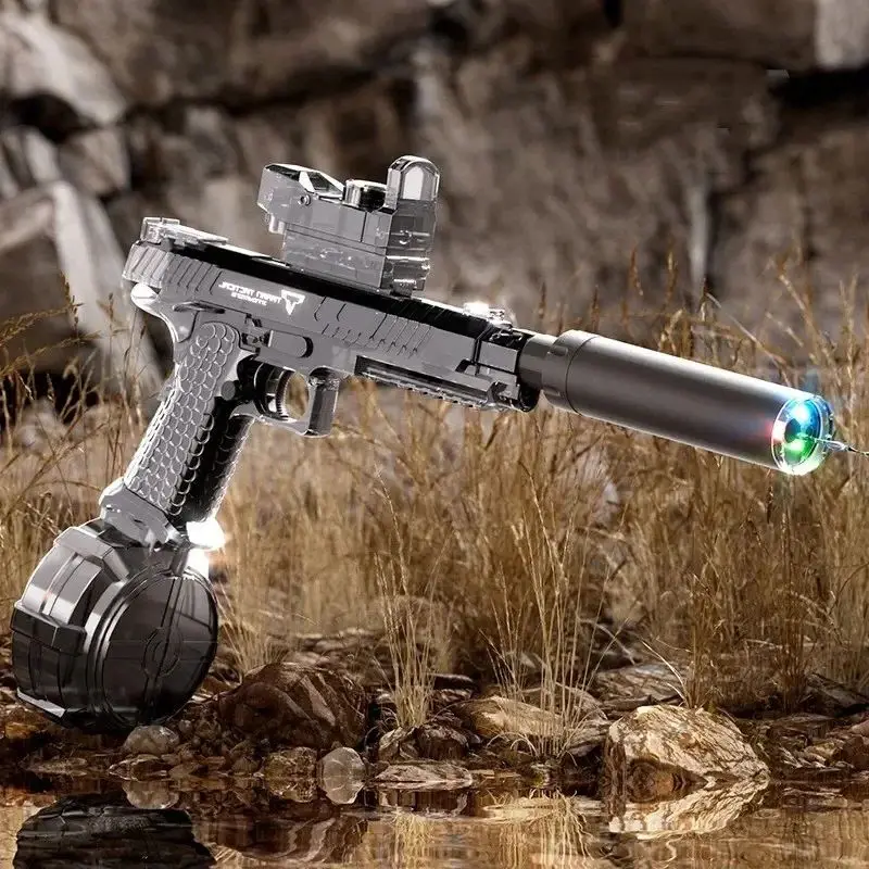 Автоматический водяной пистолет Desert Eagle, игрушки для электрической стрельбы, мигающие огни, боевой водяной пистолет, спрей, уличные игрушки для бассейна для мальчика, подарок