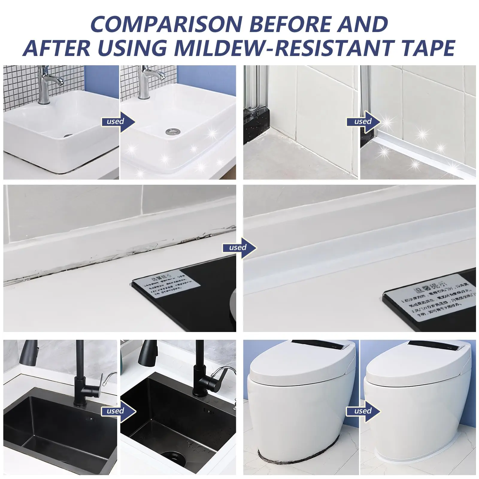 3.2m Waterproof Sealing Tape For Bathroom Kitchen Home House PVC Water Proof Seal Strip Self Adhesive Wall Sticker Toilet Sink