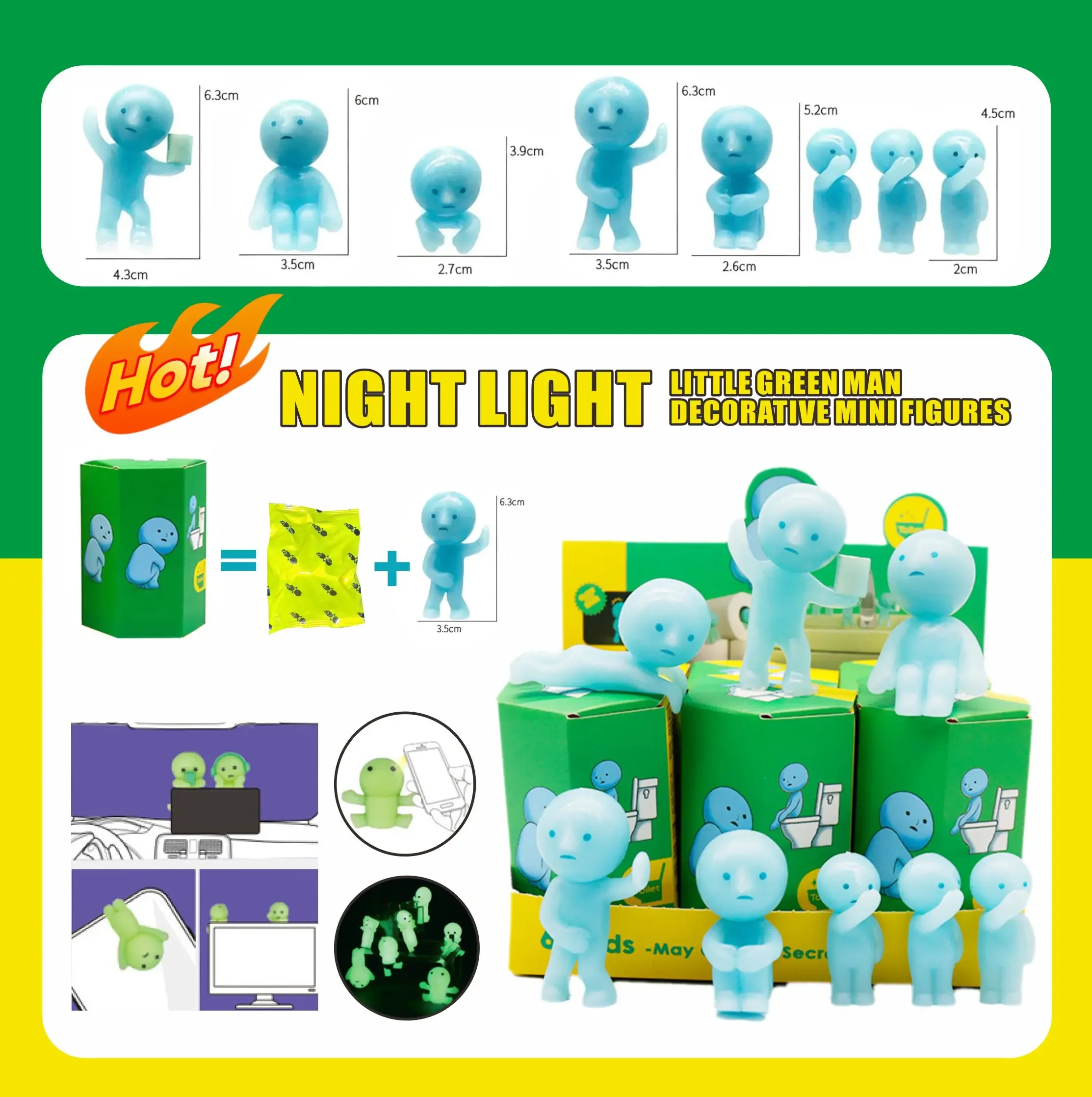 Mini Caixa Surpresa Smiski Hippers - Tema Fitness para o Quarto |   Enfeites de Bonecas Luminosas |   Presente Ideal para Amantes de Decoração de Interiores