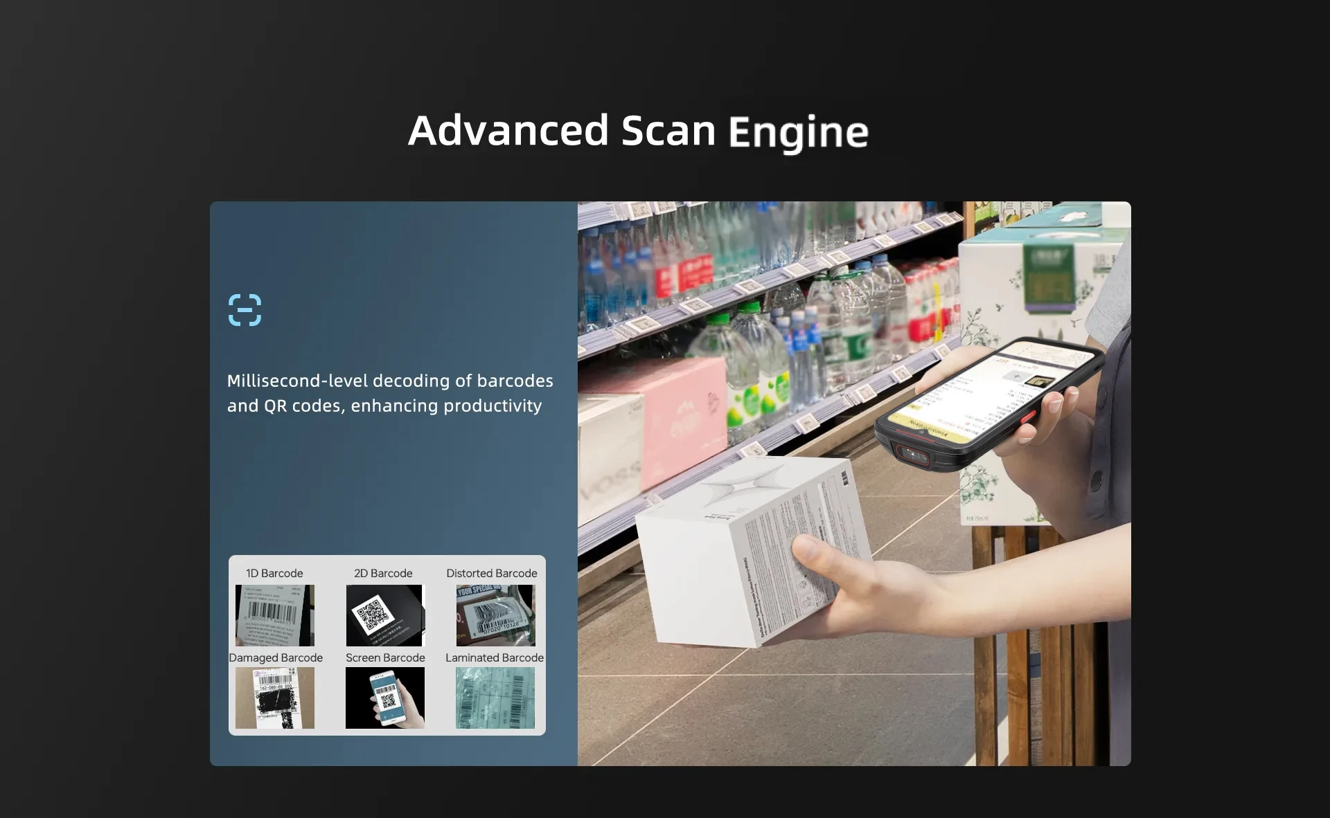 Barcode Scanner 8+128G Wi-Fi 6 Handheld 5G Mobile Computer PDA 6.5" IP68 Screen Equipped Data Terminal N5703 Honeywell Engine