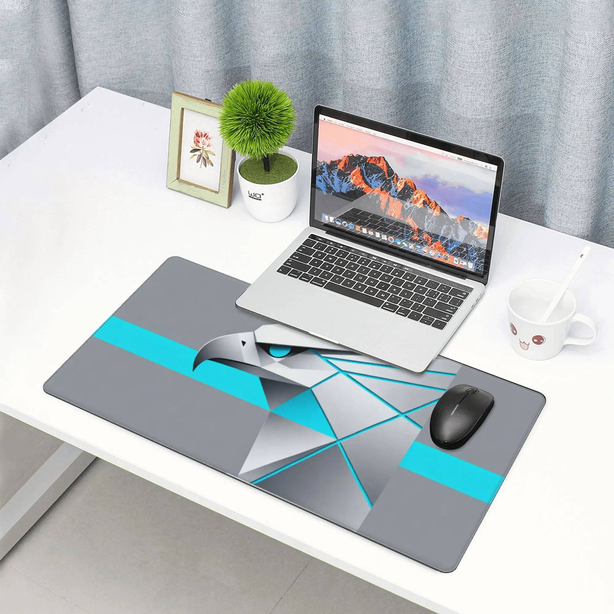 Extra large and durable mouse pad, designed by Technology Eagle Falcon - office mouse pad, laptop keyboard pad, study desk pad - precision stitched edges, anti slip rubber backing, perfect for use at home