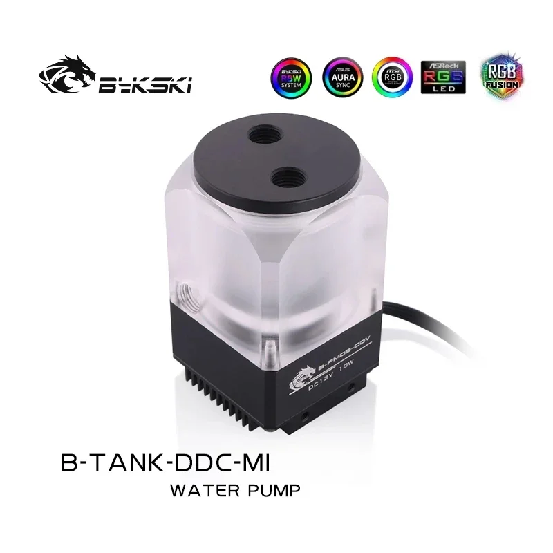 Bykski B-TANK-DDC-MI, รูปร่างกล่อง Mini อ่างเก็บน้ําปั๊มผสม, ปั๊มแบบบูรณาการ, หัวเอาต์พุต 4 เมตร, การไหลสูงสุด 450L/H