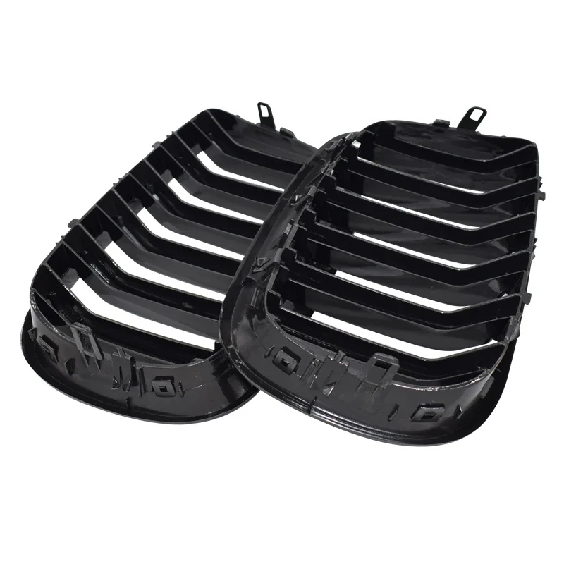 For BMW Old X5 X6 E70 E71 2007-2014 Glossy Black Dual Slat Style Front Kidney Grille Grill Refit Hood Bumper Grills Car Styling