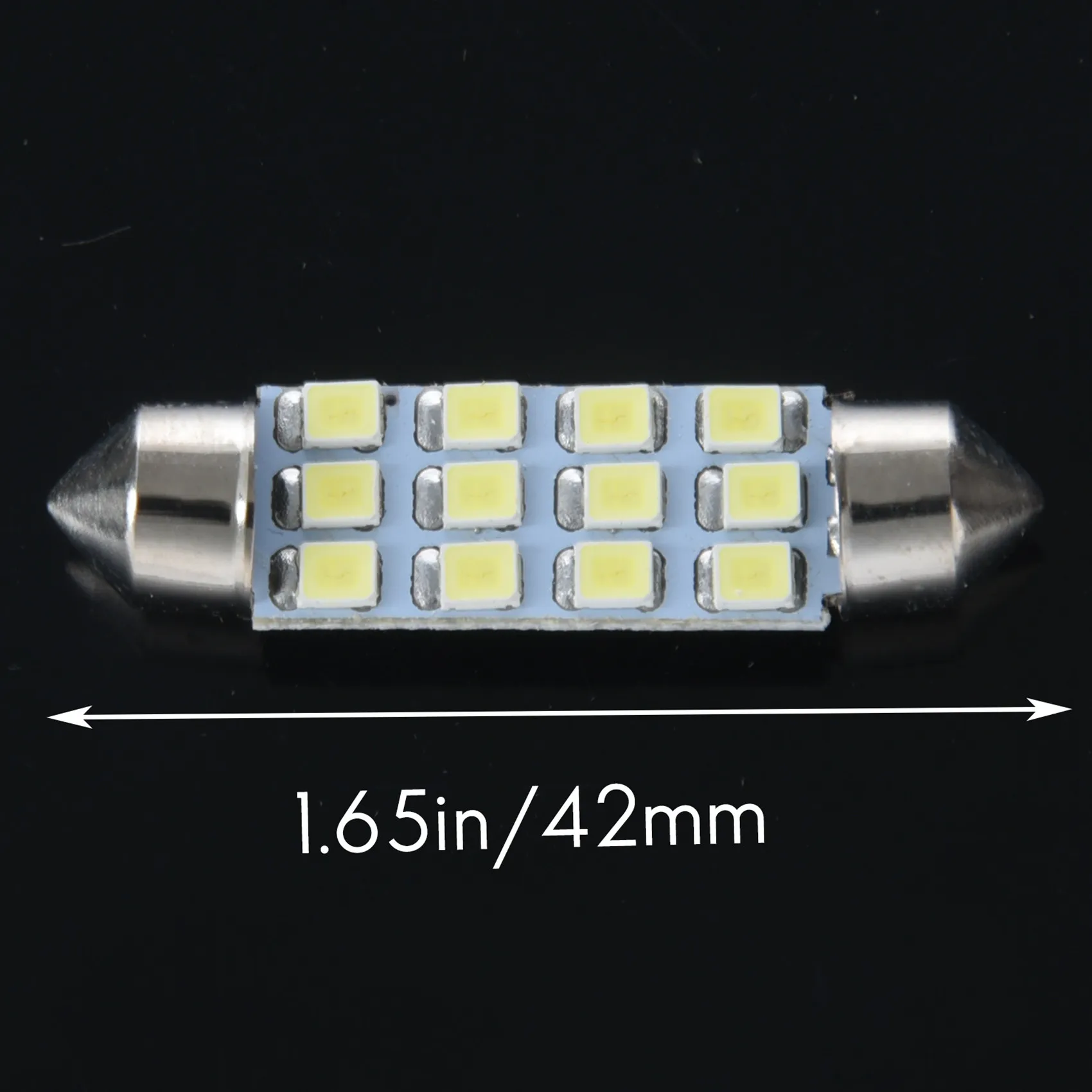 หลอดไฟประดับทรงโดม C5W LED สีขาว12 SMD 3528ขนาด42มม. แผ่นเรืองแสง DC 12V