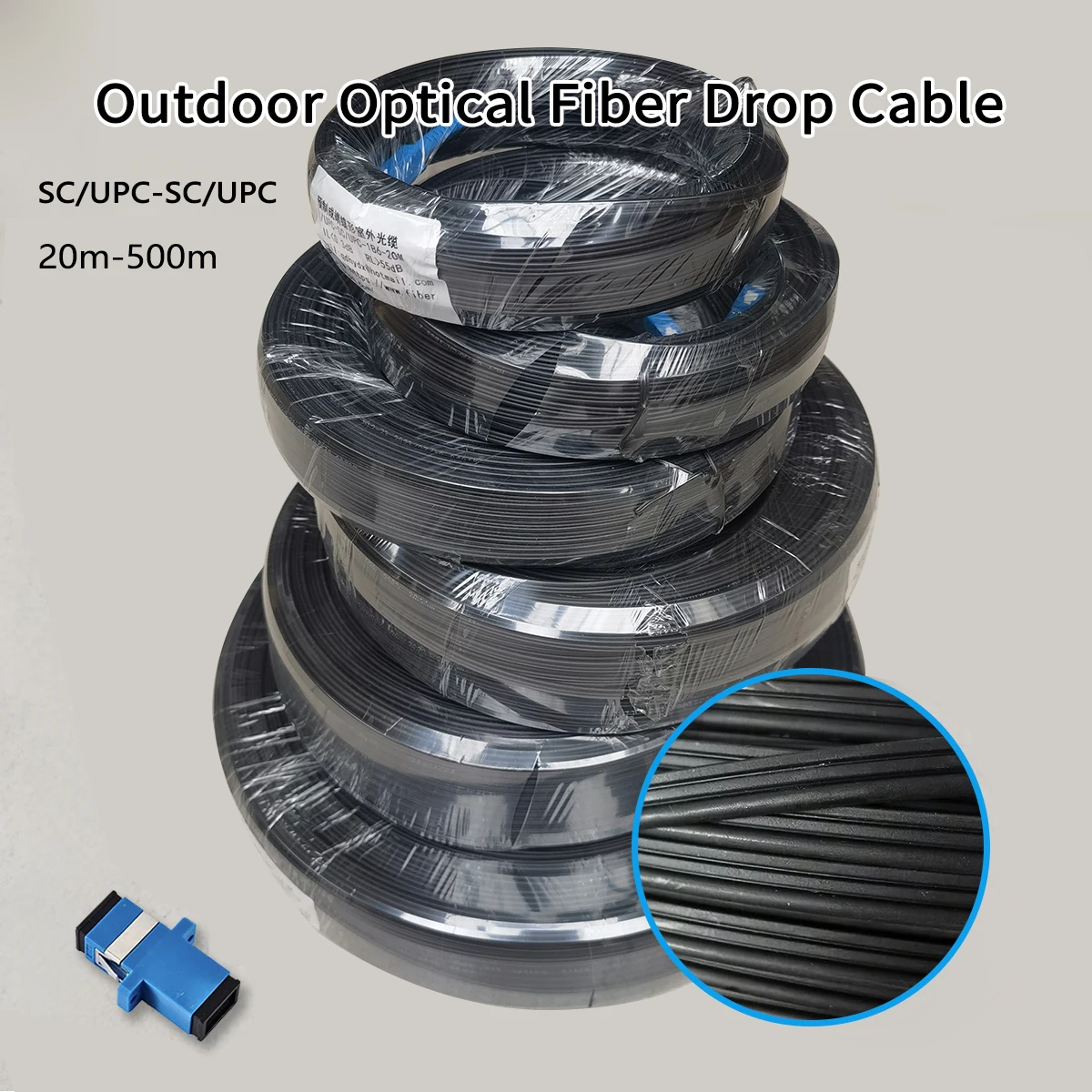 

Наружный оптоволоконный кабель 20M-500M FTTH SC/UPC-SC/UPC Одномодовый оптоволоконный патч-корд Оптоволоконный удлинительный кабель