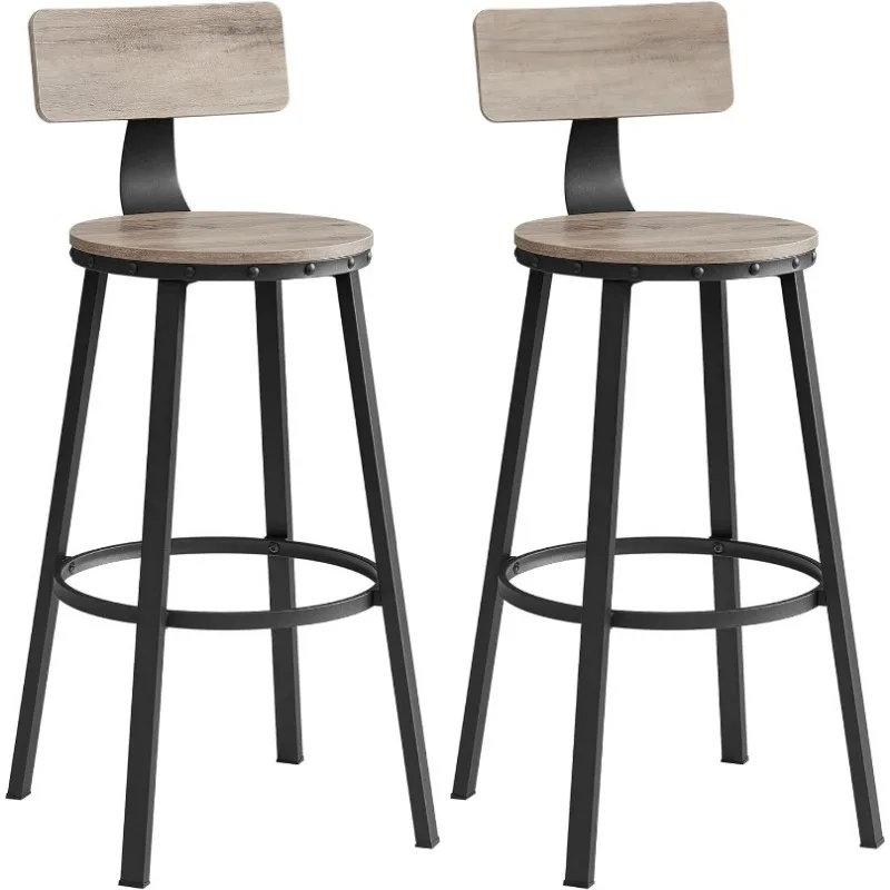 Barhocker 2er-Set, 28,7 Zoll Barhocker mit Rückenlehne, Barhocker Barhocker mit Rückenlehne, Stahlrahmen, einfache Montage