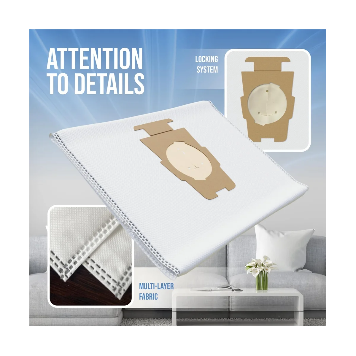 كاسحة 12 قطعة أكياس غبار لـ 204811   قطع غيار أكياس القمامة للمكنسة الكهربائية G10 /10E للتنظيف المنزلي