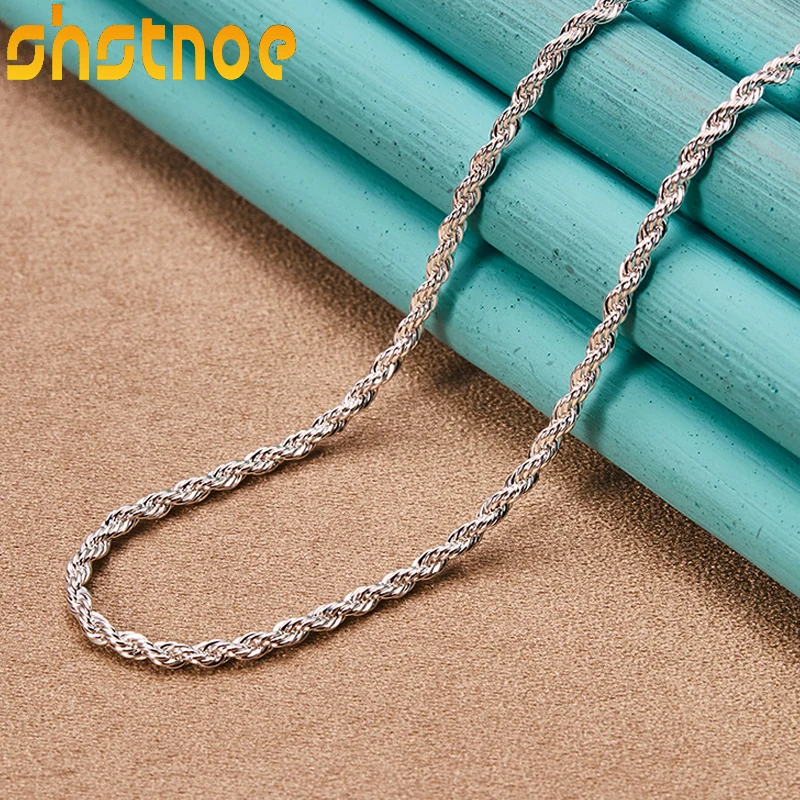 

SHSTONE 925 Sterling Silver 3mm 16-30 Inch Water Wave Chain Necklace For Women Man Engagement Wedding Fashion Charm Jewelry Gift