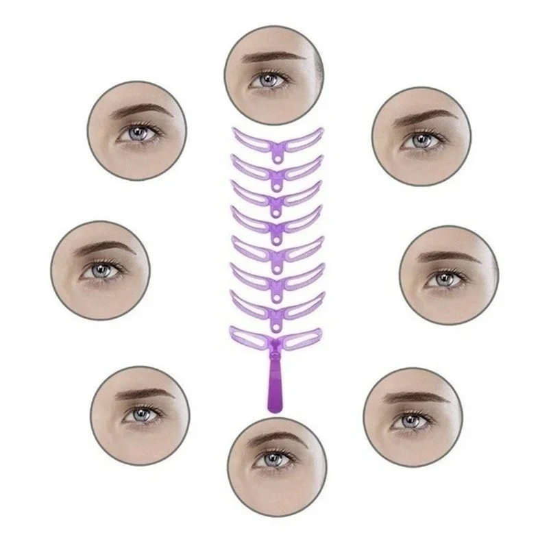 Kismis 8Pcs/Set Reusable Eyebrow Stencil Set Guide Styling Shaping Eye Brow Diy Drawing Grooming Template Card Easy Makeup Tool