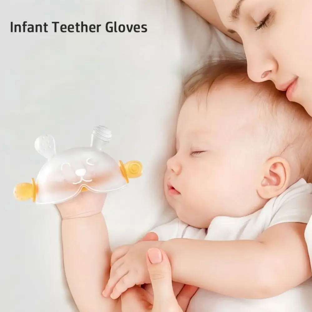 Cute Silicone Teether Gloves Rrabbit Washable Hand Teether Training Grip Portable Kids Teething For Infant