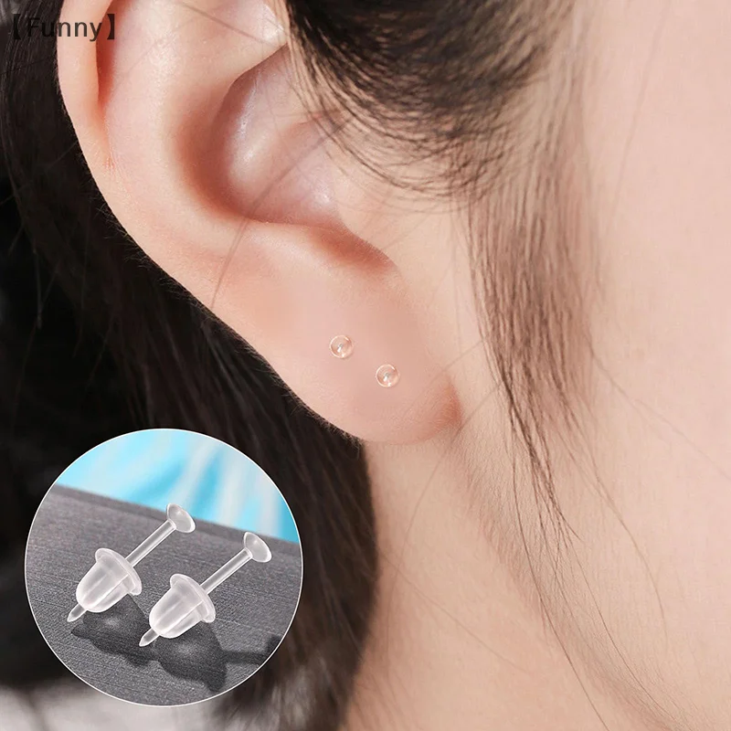 10/20/50/100PCS Plastic Stud Earring Anti Allergy Ear Protect From Ear Hole Blockage Transparent Earrings Jewelry Parts Decor