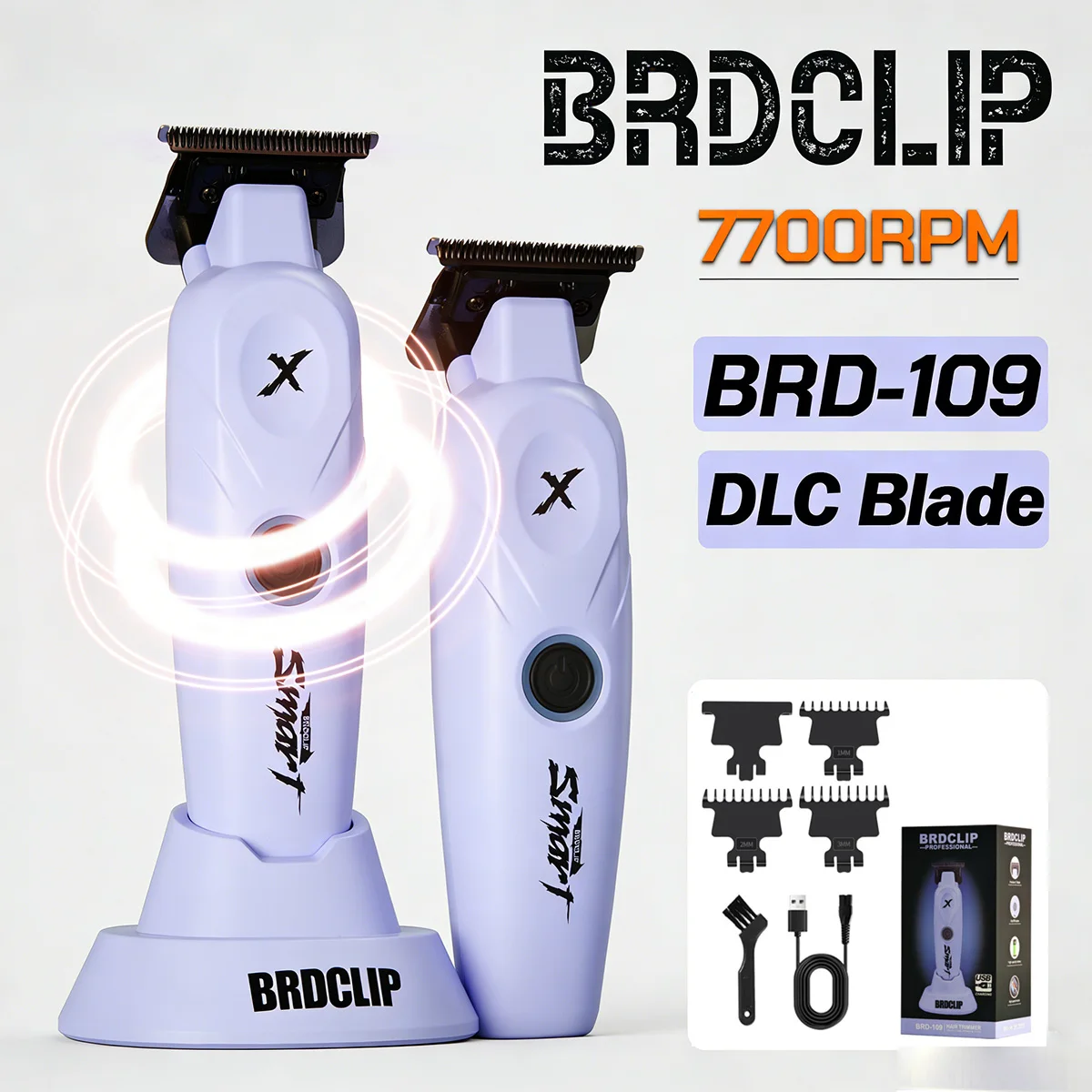

BRDCLIP 109 Professional Barber Hair Trimmer 7700RPM Beard Trimming Machine DLC Balde Electric Clipper Base Charger Salon Use
