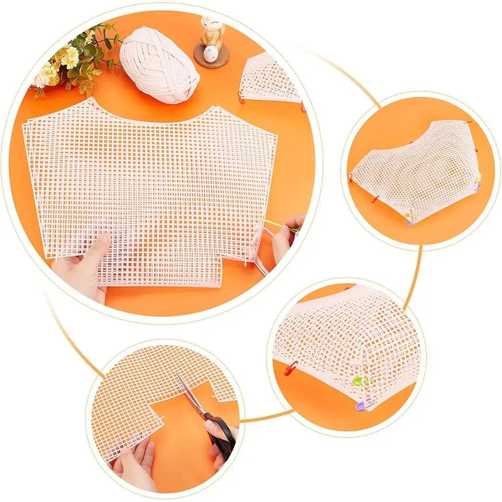 Bricolage artisanat sac en plastique grille de maille Durable sac en toile blanche feuilles sac tapis