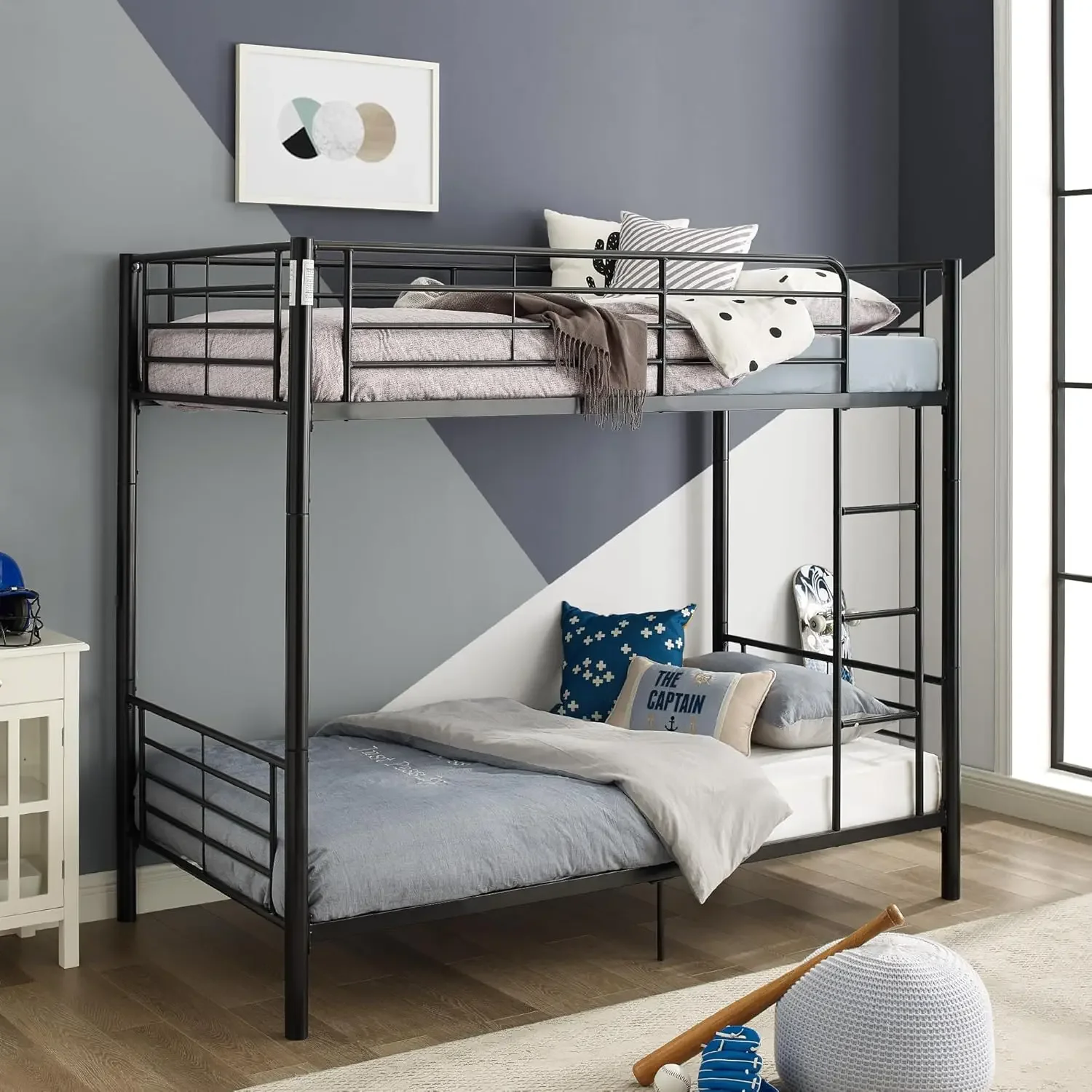 Elodie Urban Industrial Twin over Twin Metal Bunk Bed,  Black