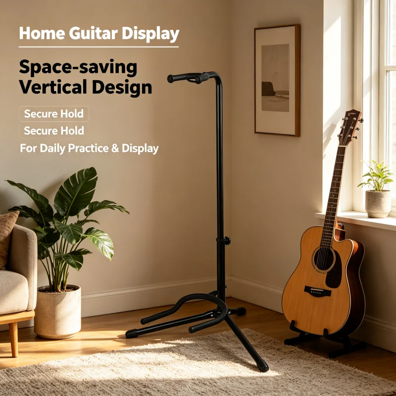Vertical Guitar Stand Foldable and Adjustable Instrument Display Ukulele Pipa Bass Folk Classical Electric Wood Guitar Stand