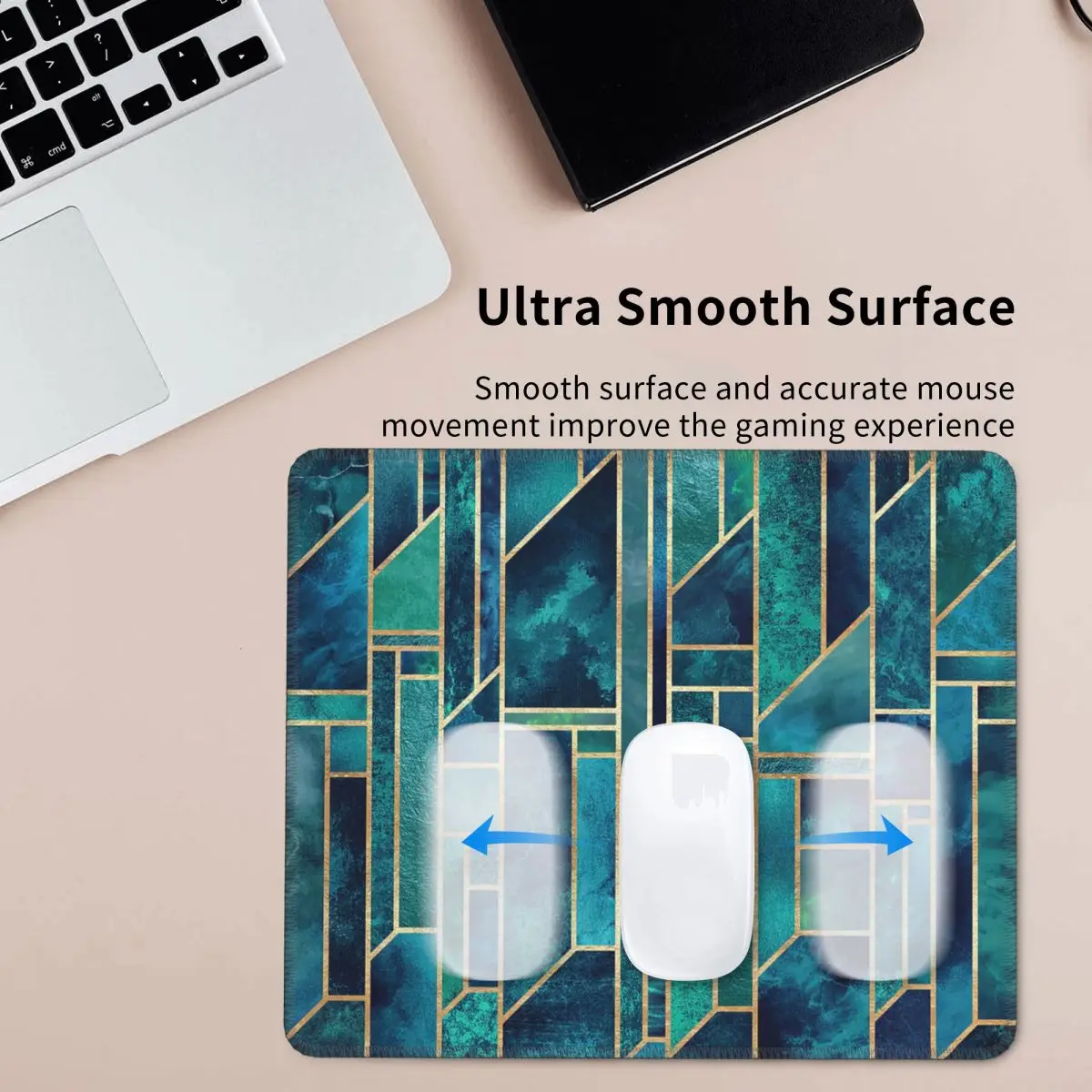 맞춤형 게이머 마우스 패드 미끄럼 방지 고무 베이스 블루 스카이 추상 기하학적 패턴 마우스 패드, 사무실 데스크탑 기하학 매트