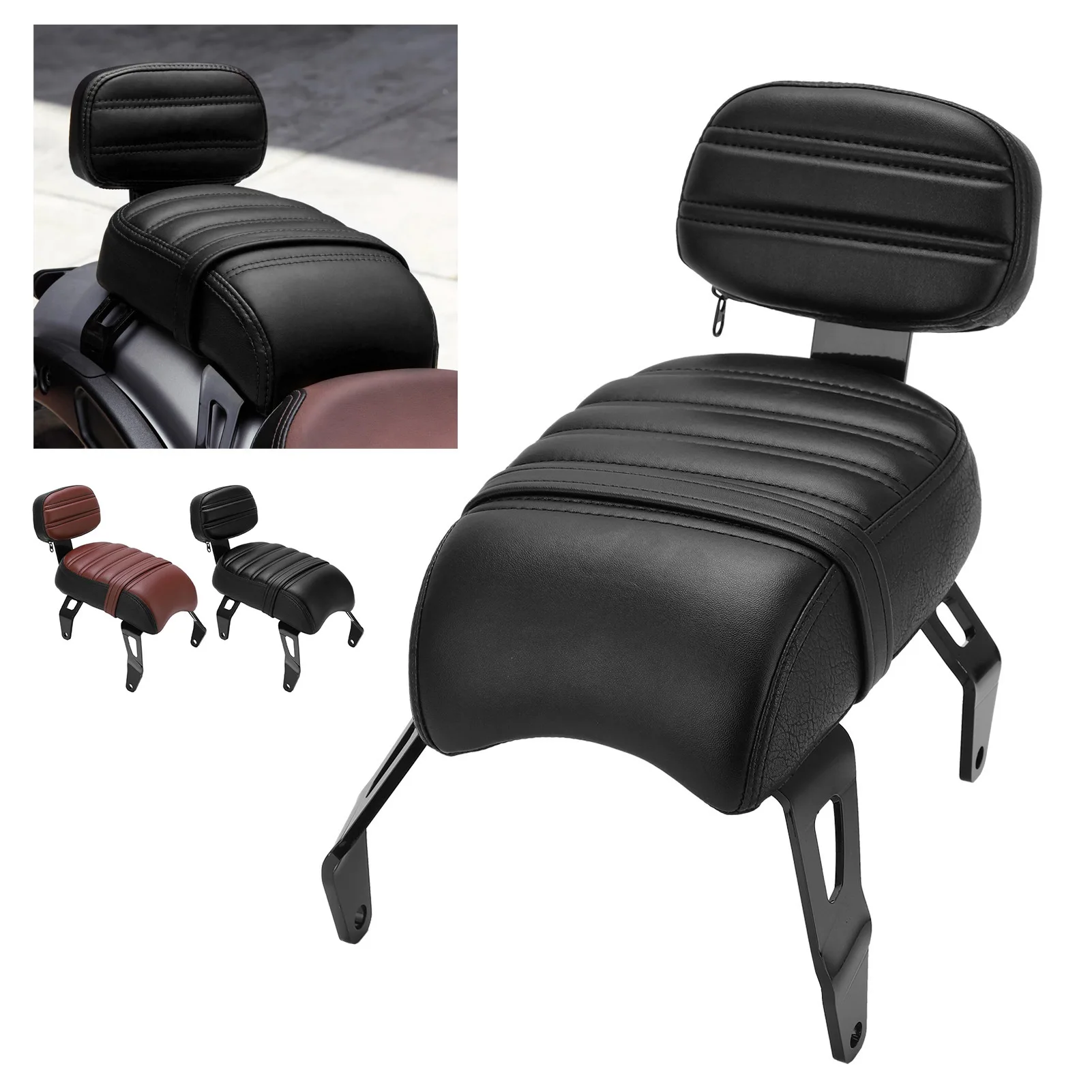 Motorcycle Parts Rear Passenger Seat with Backrest Kits Replacement for Indian  Bobber 2018‑2021 Passenger Seat Backrest