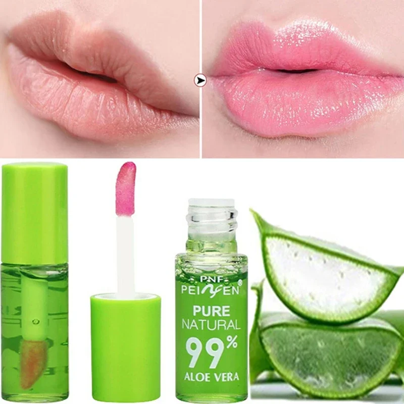 1PCS Moisturizing Natural Aloe Vera Color Changing Lip Gloss Portable Waterproof Long Lasting Nutritious Lips Care Lipstick