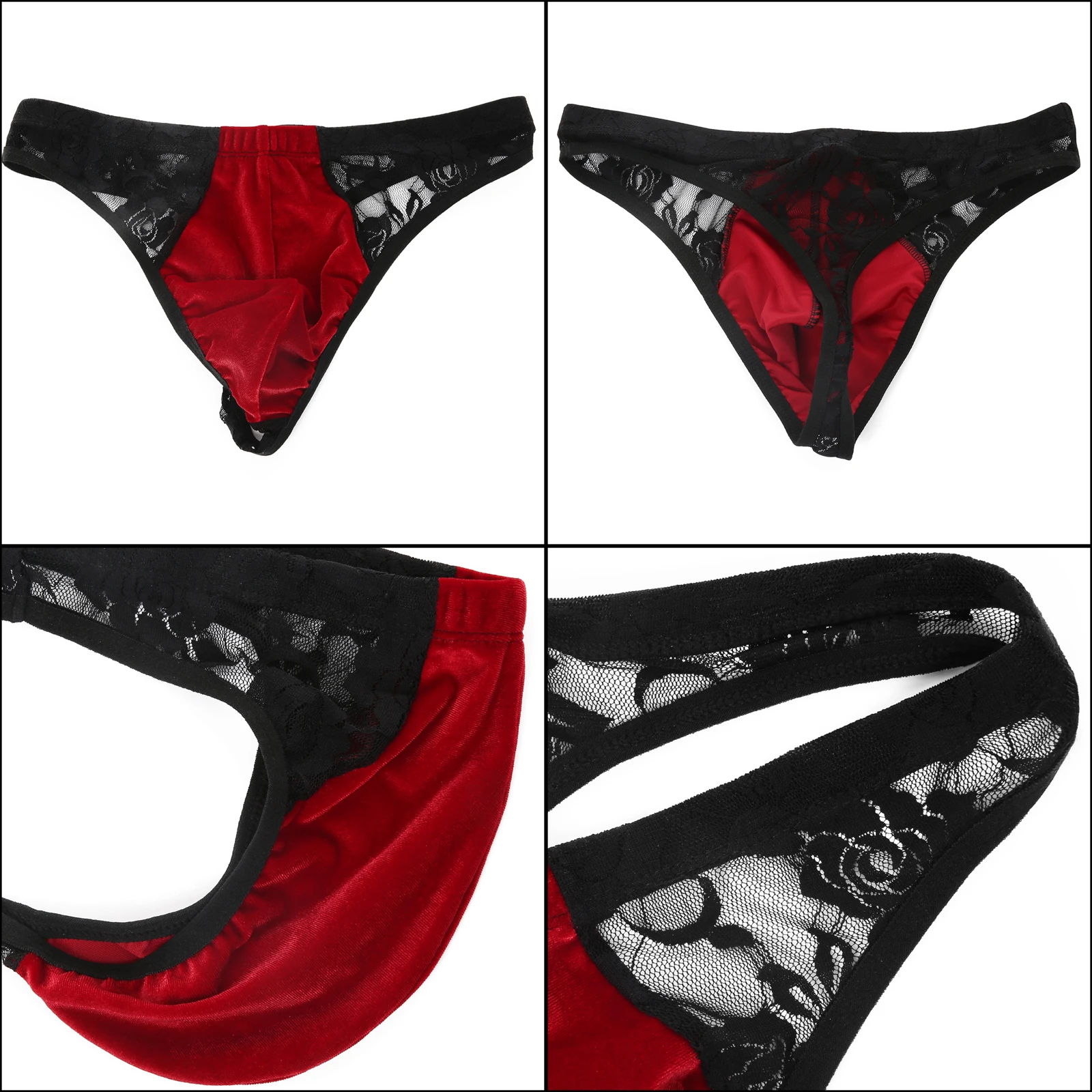 Sexy Christmas Thong See-Through Bikini Crossdress Rave Accessories Xmas Gift Erotic Lace T-Back Penis Large Pouches Lingerie view 6