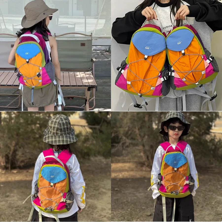 

【Новый стиль】Контрастный по цвету американский рюкзак в стиле ретро для активного отдыха, легкий водонепроницаемый рюкзак для детей, походный рюкзак для велопрогулок, студенческий рюкзак.