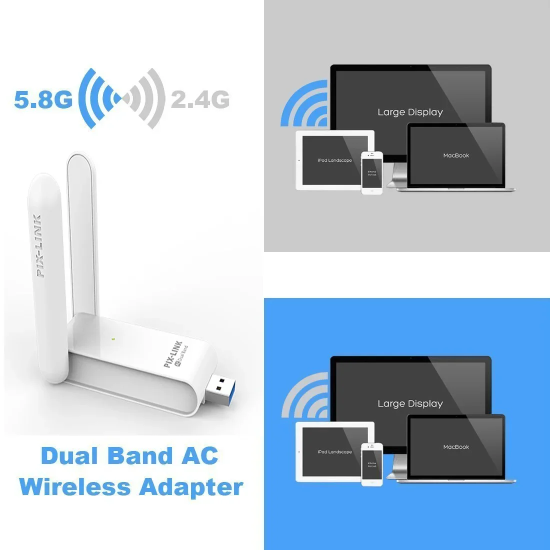 PIX-LINK 600M USB2.0 Adapter 5Ghz High Speed Portable Mini Network Wireless Receiver PC USB Wifi Adapter