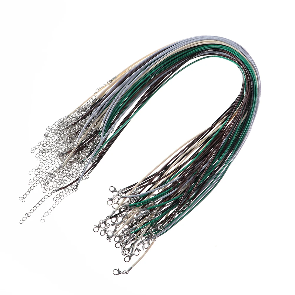 

10pcs Rope Necklace 1 5mm 45cm Waxed Waxed Necklace Cord Thread Clasp Extension Chain Cord Jewelry Making Look