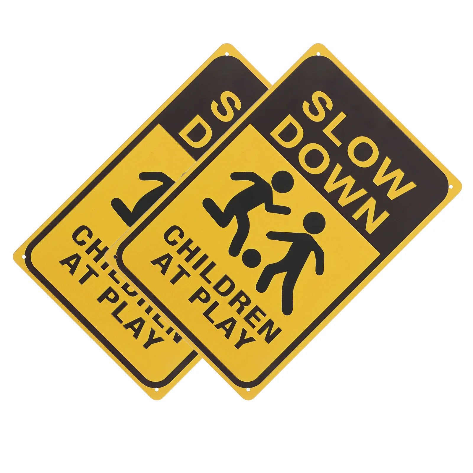

2Pcs At Play Safety Warning Signs Bright Metal Slow Down Signs for Street Lawn Neighborhoods Traffic Safety