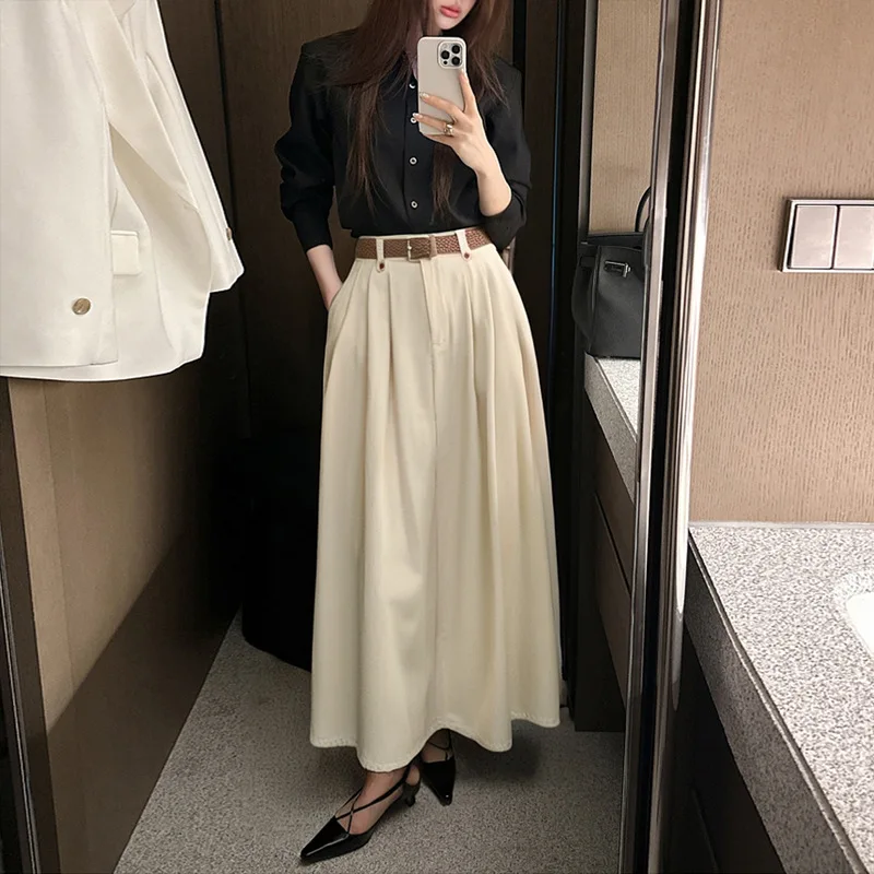 

Новая летняя юбка-трапеция 2026 года с высокой талией, прикрывающая бедра, для женщин, стройнящая, для миниатюрных фигур