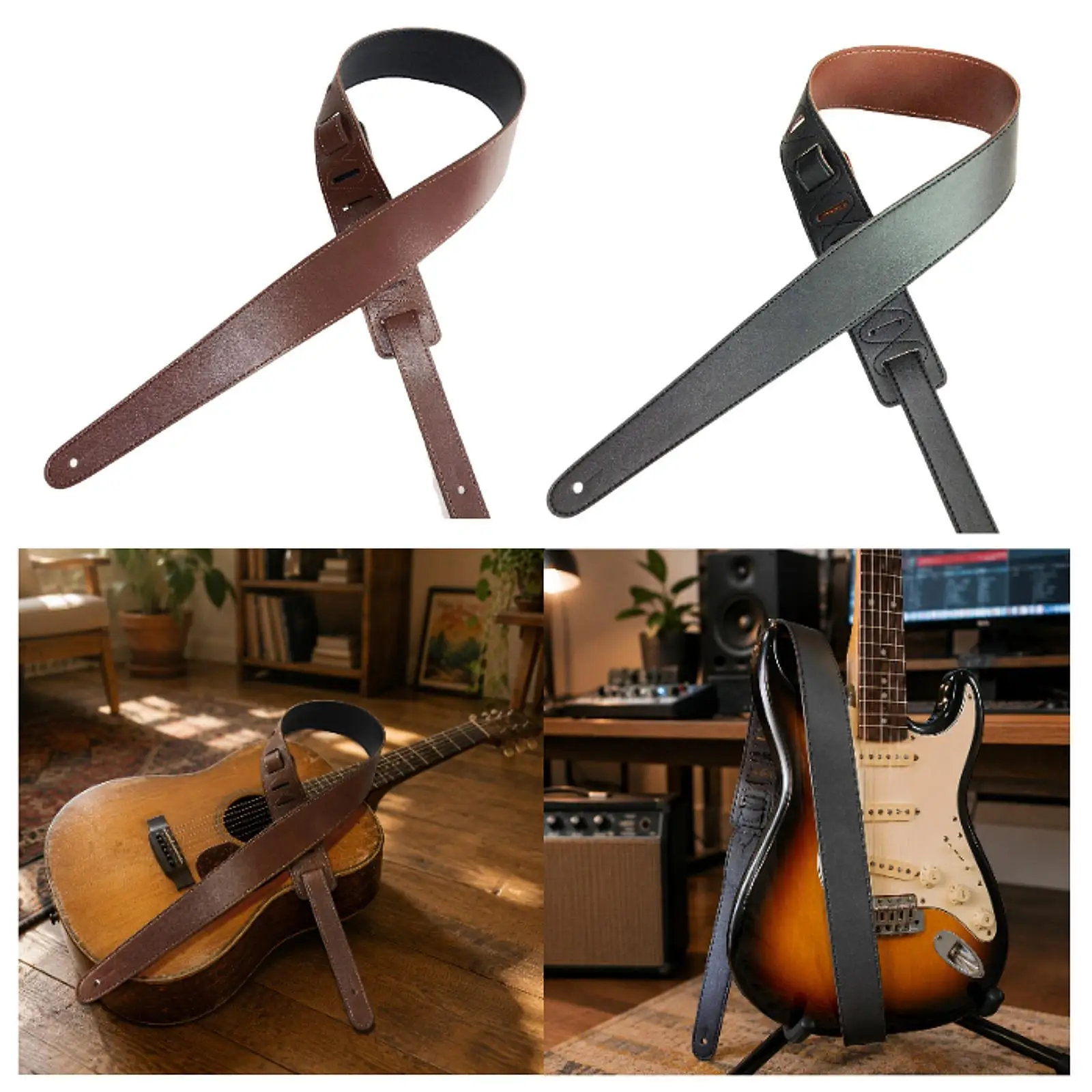 

Guitar Strap Professional PU Leather Practical Adjustable Sturdy Durability Portable Replacement Gift Comfortable Shoulder Strap