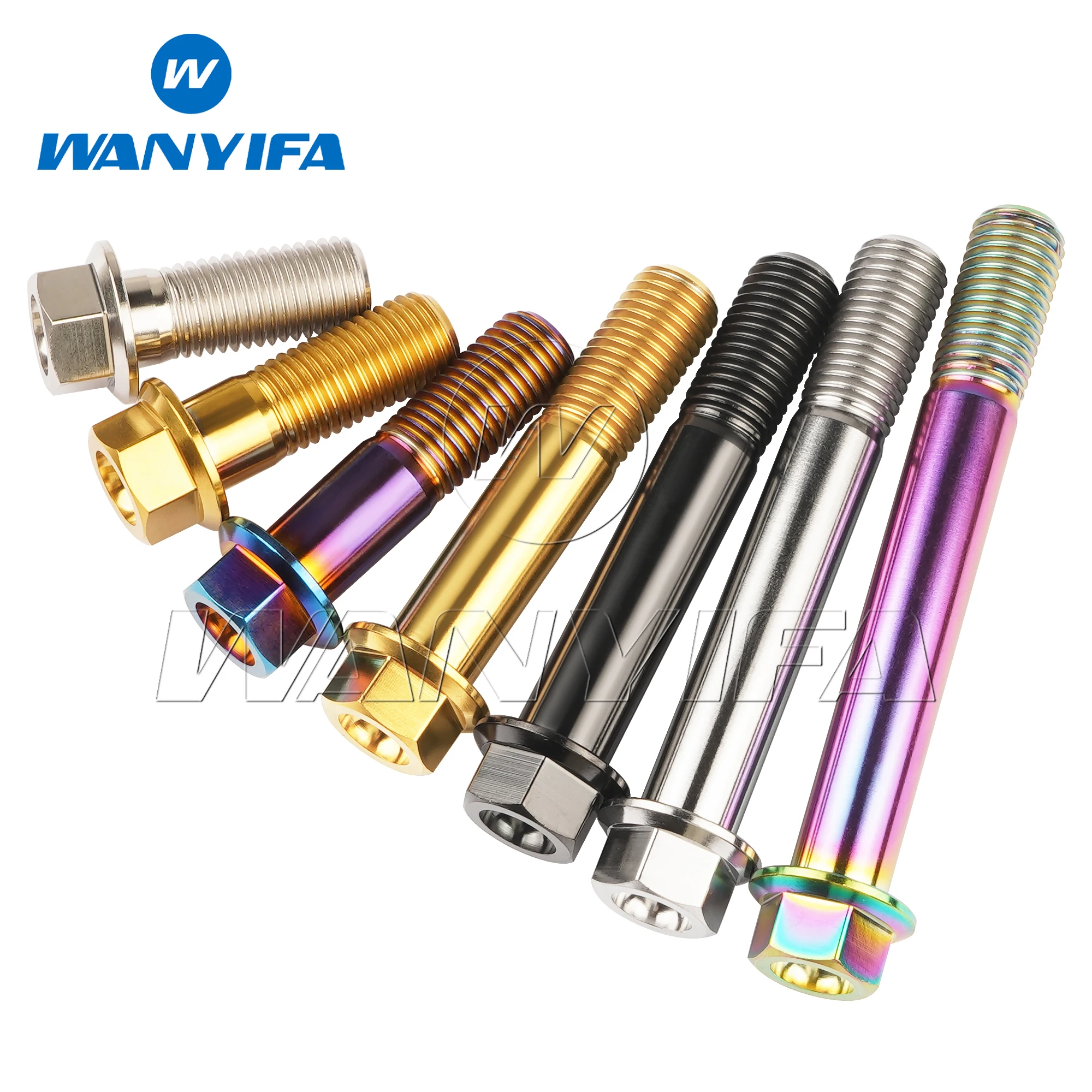 Wanyifa Titanium Bolts M12x30-90mm Flange Head Hexagon Head Pitch 1.25/1.5 Motorcycle modification screws