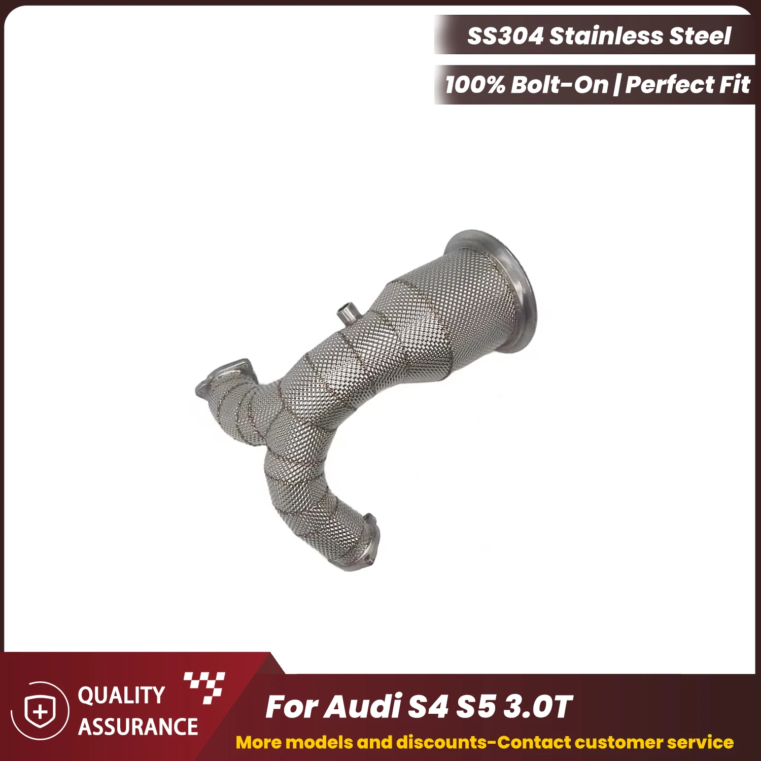 

ECCF Sports Downpipe With Heat Shield For Audi S4 S5 3.0T Aggressive Exhaust Sound High Flow Performance Upgrade