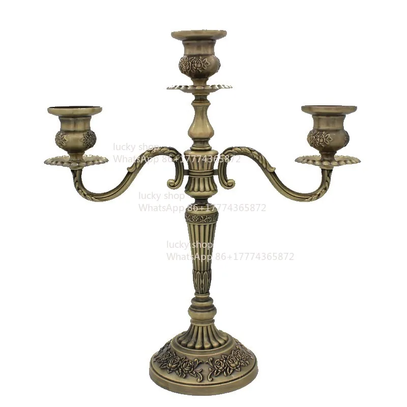 Three Heads and Five Heads Romantic Ornament Wax Table Classical American Candlelight Dinner Table Wedding Metal Candle Holder